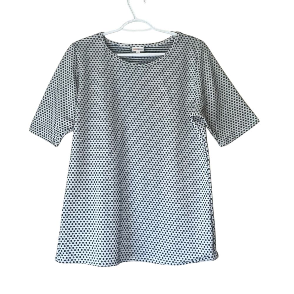 LuLaRoe Blue and White 1/4 Sleeve Polka Dot Tee Size 2XL